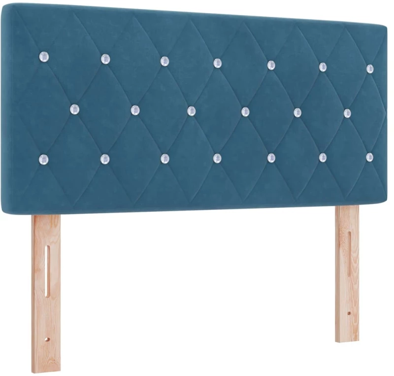 vidaXL Κρεβάτι Box Spring με Στρώμα & LED Σκούρο Μπλε 90x190 εκ Βελούδο