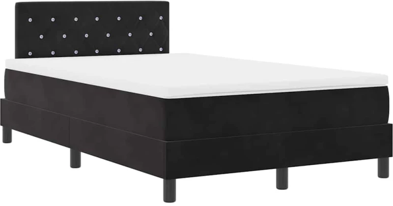 Κρεβάτι Box Spring με Στρώμα & LED μαύρο 120x200 εκ. Βελούδινο