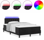 Κρεβάτι Box Spring με Στρώμα & LED μαύρο 120x200 εκ. Βελούδινο