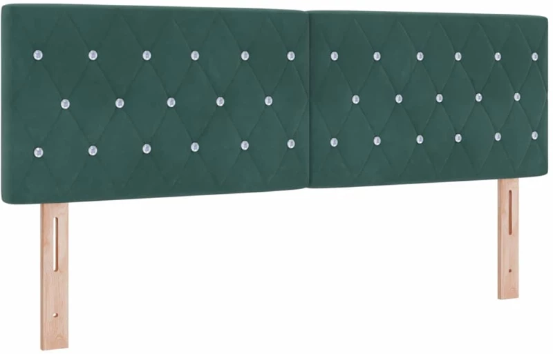 κρεβάτι box spring vidaXL με στρώμα & LED σκούρο πράσινο 140x190 εκ. βελούδο