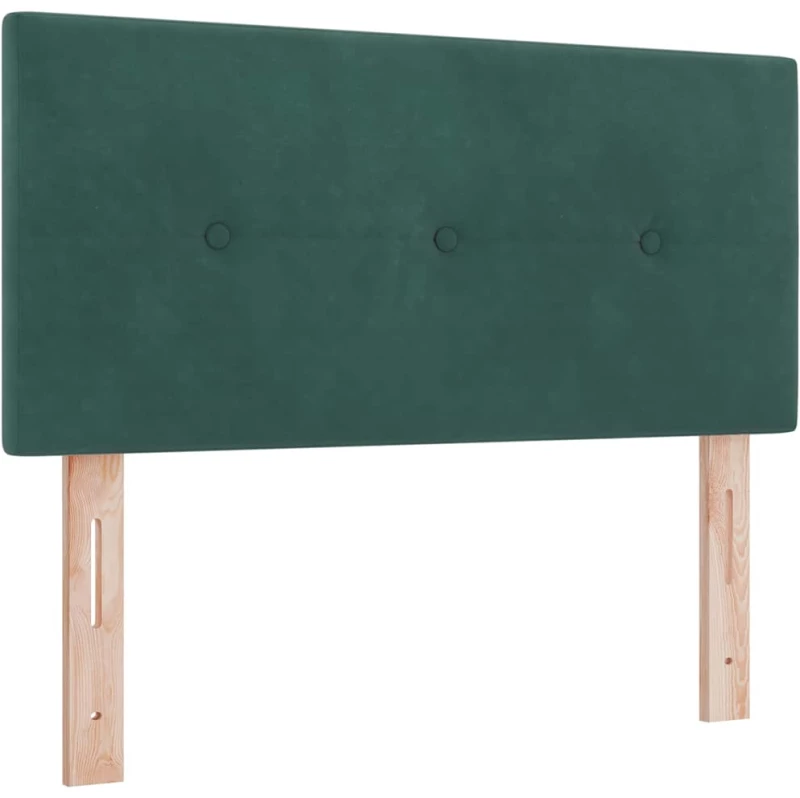vidaXL Κρεβάτι Box Spring με Στρώμα & LED Σκούρο Πράσινο 90x200 εκ. Βελούδο