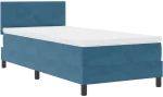 Κρεβάτι Box Spring με Στρώμα & LED vidaXL Σκούρο Μπλε 100x200 εκ. Βελούδο