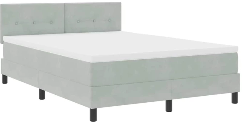 Κρεβάτι Box Spring vidaXL με Στρώμα & LED Ανοιχτό Γκρι 140x200 εκ Βελούδινο