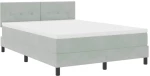 Κρεβάτι Box Spring vidaXL με Στρώμα & LED Ανοιχτό Γκρι 140x200 εκ Βελούδινο