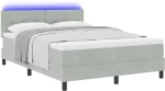 Κρεβάτι Box Spring vidaXL με Στρώμα & LED Ανοιχτό Γκρι 140x200 εκ Βελούδινο