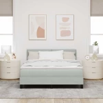 Κρεβάτι Box Spring vidaXL με Στρώμα & LED Ανοιχτό Γκρι 140x200 εκ Βελούδινο