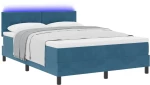 Κρεβάτι με Στρώμα & LED vidaXL Σκούρο Μπλε 160x200 εκ Βελούδο