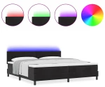 vidaXL Κρεβάτι με Σπρίγκ & LED Μαύρο 200x200 εκ. Βελούδο