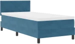 vidaXL Κρεβάτι Box Spring με Στρώμα & LED Σκούρο Μπλε 100x200 εκ Βελούδο
