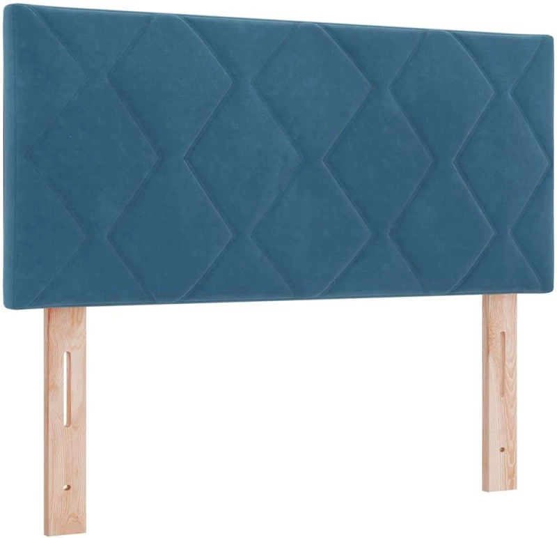 vidaXL Κρεβάτι Box Spring με Στρώμα & LED Σκούρο Μπλε 100x200 εκ Βελούδο