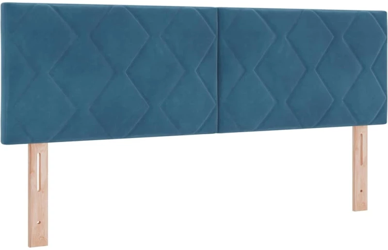 vidaXL Κρεβάτι Box Spring με Στρώμα και LED Σκούρο Μπλε 160x200 εκ Βελούδο