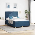 vidaXL Κρεβάτι Box Spring της με στρώμα & LED Μπλε 140x200 εκ. Υφάσματος
