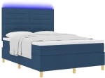 vidaXL Κρεβάτι Box Spring της με στρώμα & LED Μπλε 140x200 εκ. Υφάσματος