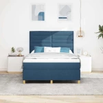 vidaXL Κρεβάτι Box Spring της με στρώμα & LED Μπλε 140x200 εκ. Υφάσματος