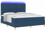 vidaXL Κρεβάτι με ελατήριο με στρώμα & μπλε LED 180x200 εκ. ύφασμα