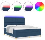 vidaXL Κρεβάτι με ελατήριο με στρώμα & μπλε LED 180x200 εκ. ύφασμα