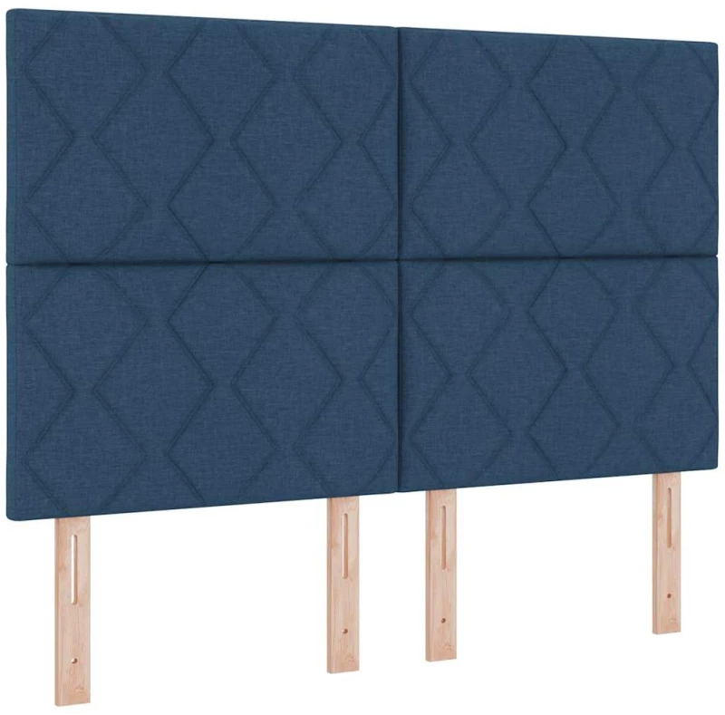 vidaXL Κρεβάτι με Στήριξη και Στρώμα & LED Μπλέ 140x200 cm Υφάσματος