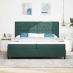 κρεβάτι Box Spring με στρώμα & LED vidaXL Σκούρο Πράσινο 200x200 εκ. Βελούδο