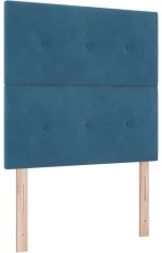 vidaXL Κρεβάτι Box Spring με Στρώμα & LED Σκούρο Μπλε 90x200 εκ Βελούδο