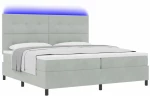 Κρεβάτι με Σπαστό Στρώμα & Φωτισμό LED Grey 200x200 cm Βελούδο