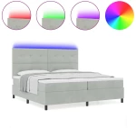 Κρεβάτι με Σπαστό Στρώμα & Φωτισμό LED Grey 200x200 cm Βελούδο