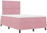 κρεβάτι box spring vidaXL με στρώμα και LED ροζ 120x190 εκ. βελούδο
