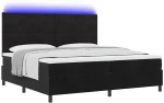 vidaXL Κρεβάτι με Βάση και Στρώμα & LED Μαύρο 200x200 εκ. Βελούδο