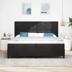 vidaXL Κρεβάτι με Βάση και Στρώμα & LED Μαύρο 200x200 εκ. Βελούδο