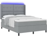 vidaXL Κρεβάτι με ελατήρια και στρώμα, Γκρι 140x200 cm, Υφασμάτινη