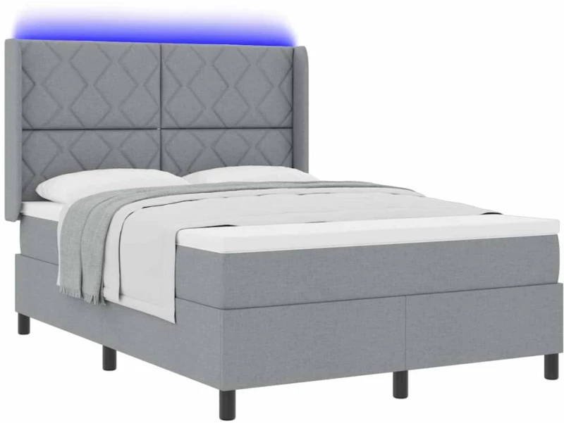 vidaXL Κρεβάτι με ελατήρια και στρώμα Γκρι 140x200 εκ. Ύφασμα