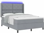 vidaXL Κρεβάτι με ελατήρια και στρώμα Γκρι 140x200 εκ. Ύφασμα
