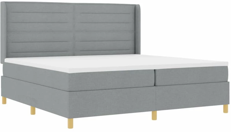 κρεβάτι Box Spring vidaXL με στρώμα και LED Γκρι 200x200 εκ Υφασμάτινο