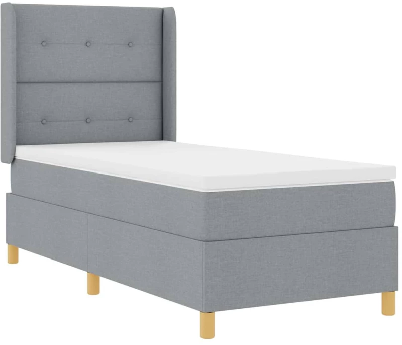 κρεβάτι Box Spring με μαξιλάρι & LED φως γκρι 80x200 εκ. ύφασμα