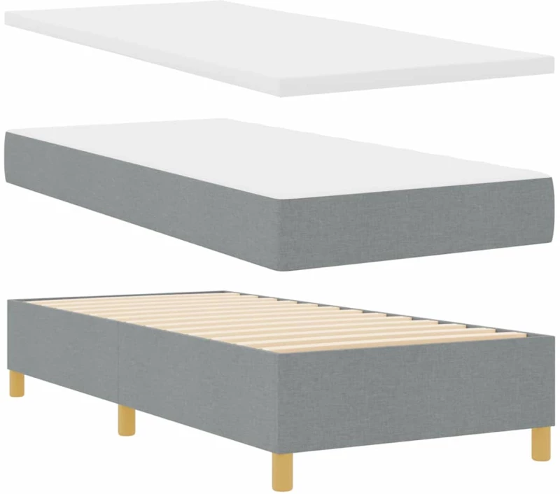 κρεβάτι Box Spring με μαξιλάρι & LED φως γκρι 80x200 εκ. ύφασμα