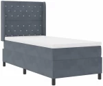 vidaXL Κρεβάτι με Στρώμα & LED Σκούρο Γκρι 100x200 εκ Βελούδο