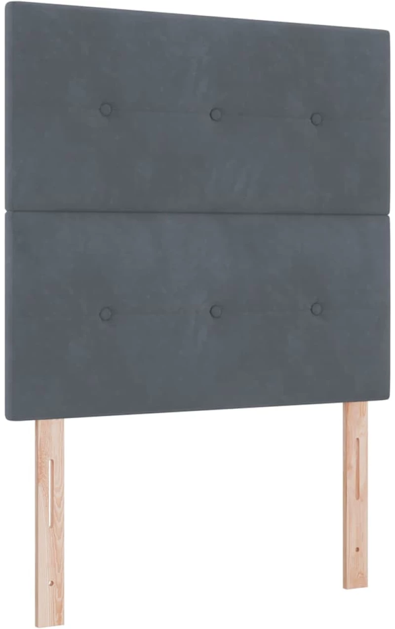 κρεβάτι Box Spring με στρώμα & LED γκρίζο σκούρο 90x190 εκ. Βελούδο