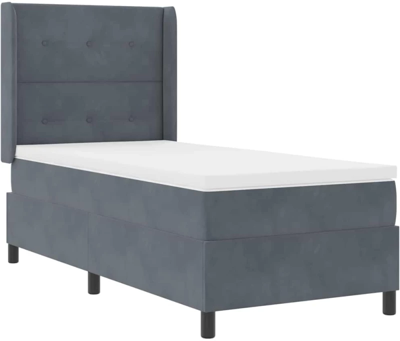 vidaXL Κρεβάτι με Στρώμα & LED Γκρι Σκούρο 90x200 εκ Βελούδο