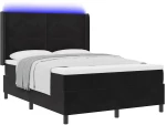 vidaXL Κρεβάτι με Στρώμα και LED Μαύρο 160x200 εκ Βελούδο
