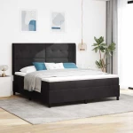 vidaXL Κρεβάτι με Στρώμα και LED Μαύρο 180x200 εκ Βελούδο