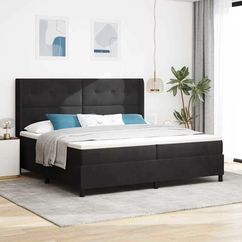 vidaXL Κρεβάτι με Ματράς & LED Μαύρο 200x200 εκ Βελούδο