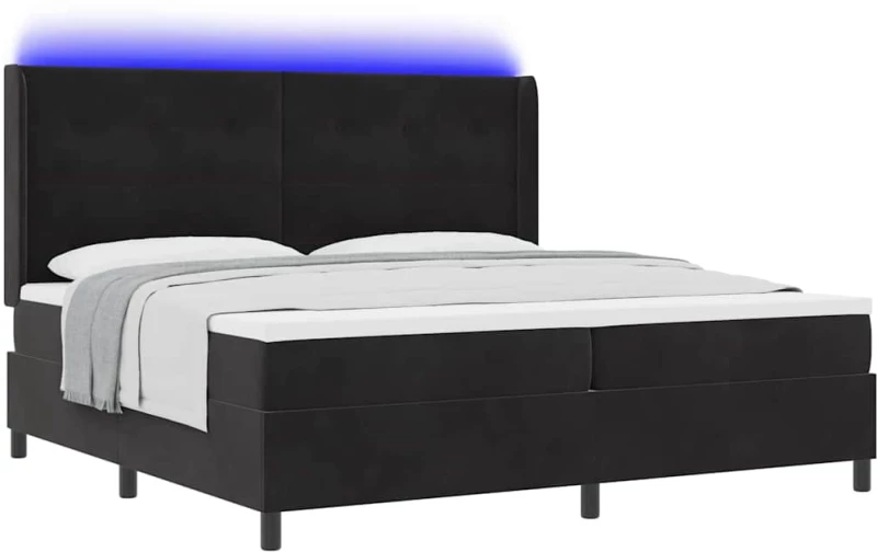 vidaXL Κρεβάτι με Ματράς & LED Μαύρο 200x200 εκ Βελούδο