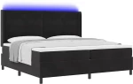 vidaXL Κρεβάτι με Ματράς & LED Μαύρο 200x200 εκ Βελούδο