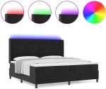 vidaXL Κρεβάτι με Ματράς & LED Μαύρο 200x200 εκ Βελούδο