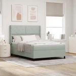 κρεβάτι Box Spring με στρώμα και LED ζωήXL γκρι 140x200 εκ. βελούδο