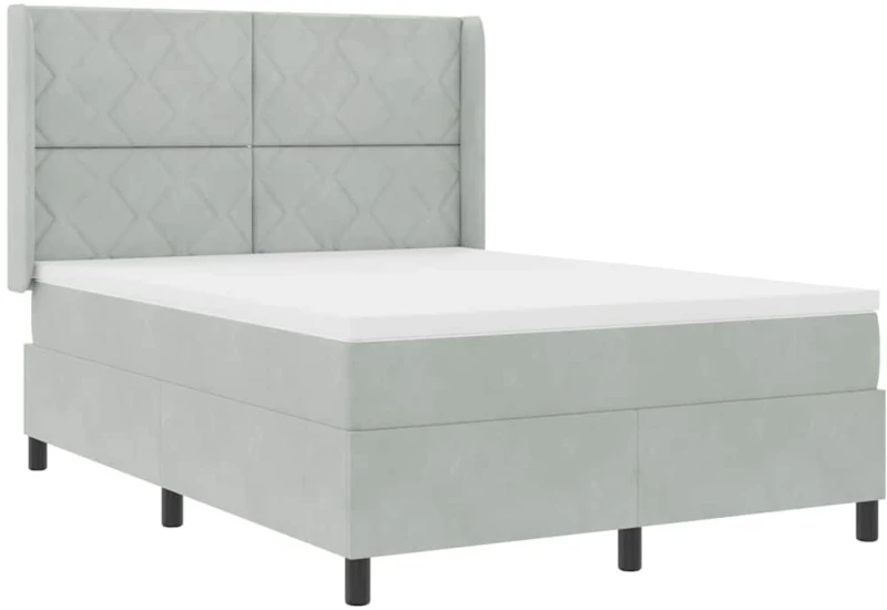 κρεβάτι Box Spring με στρώμα και LED ζωήXL γκρι 140x200 εκ. βελούδο