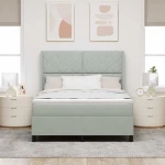 κρεβάτι Box Spring με στρώμα και LED ζωήXL γκρι 140x200 εκ. βελούδο