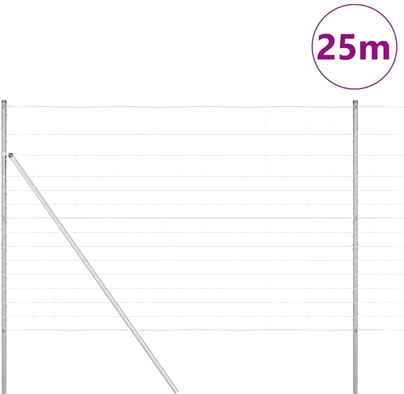 vidaXL Περίφραξη Πεδίου 1.6x25 μ από Γαλβανισμένο Ατσάλι
