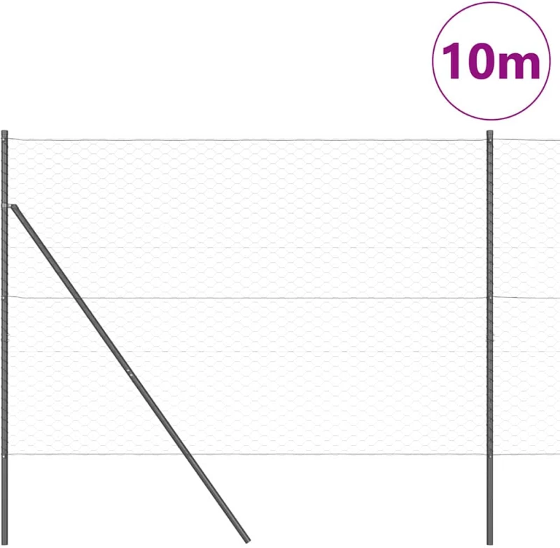 vidaXL Εξάγωνος Φράκτης Γκρι 1.6 x 10 μ Σίδηρος