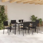 vidaXL Σετ Κήπου 7 Τεμαχίων, Μαύρο Πολυ Ράτταν.