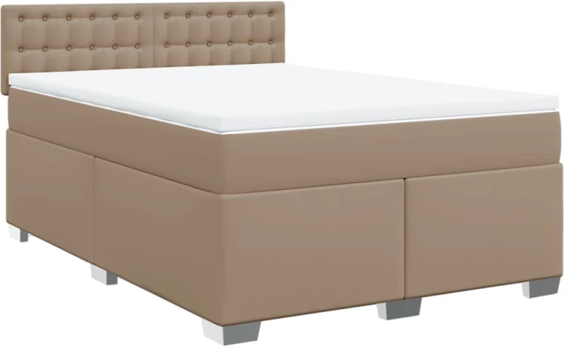 vidaXL Κρεβάτι Boxspring με Στρώμα Καπουτσίνο 160x200εκ.από Συνθ.Δέρμα